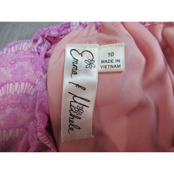 Emma & Michele Dress Womens Size 10 Lilac Geometric Ruffle Neck Preppy Shift NWT - Picture 2 of 10